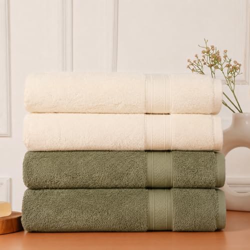 100% Cotton Towels for Bath | Towels for Bath Large Size | Avni Bath Towel - Soft & Absorbent | 500 GSM | 4 Piece Bath Towel for Men/Women | Urban Comfort | 70 cms x 140 cms - Brown & Cream