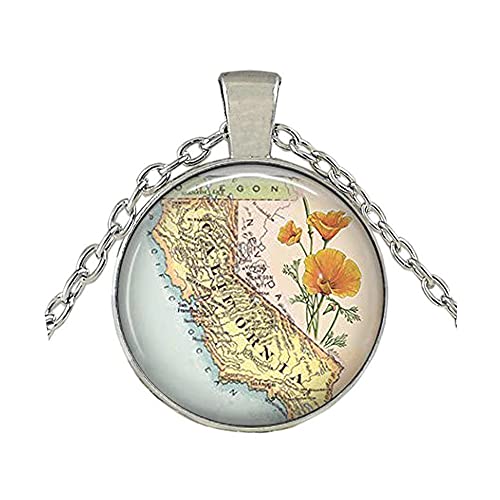 California map pendant, California map necklace, California pendant, California keychain key chain vintage map jewelry, map jewellery
