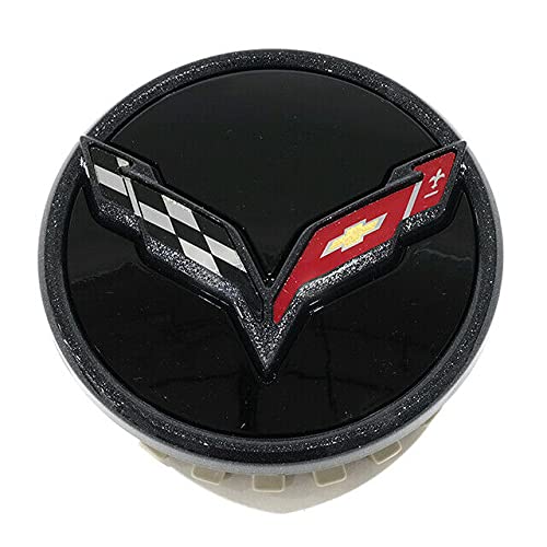 GMC OEM New Wheel Hub Center Caps Black w Flag Logo 2014-2017 Corvette 23217059