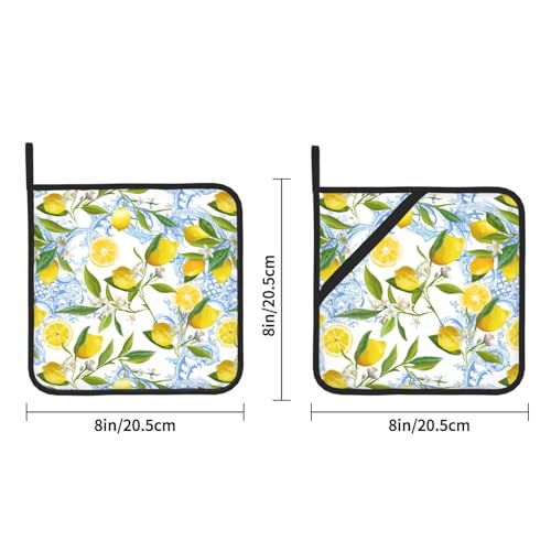Ccocnd Lemon Pot Holders 2 Pcs For Kitchen, Flower Heat Resistant Hot Pads For Cooking Grilling Baking Bbq Tropical Fruits Leaves Pot Holders Cook Essentials Accessories Home Microwave thumb #1