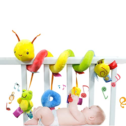 Jabroyee Baby Spirale Plüsch Spielzeug, Autositz Spielzeug für Babys 6-12 Monate, Hängende Rassel Spielzeug für Kinderbett Mobile, Neugeborenes sensorisches Spielzeug Bestes Cover