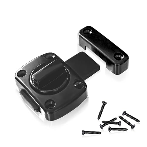 BOROLA Rotating Bolt Latch, Zinc Alloy Mount Gate Hardware Slide Door Lock, Small Size Security Latches for Interior Doors, Windows, Cabinets & Bathrooms (Black)