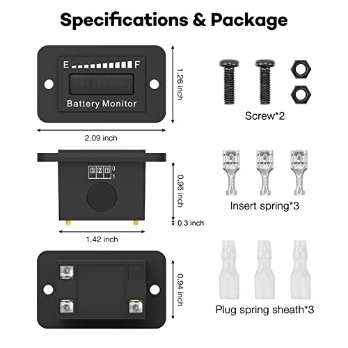 Image of 12V 24V 36V 48V 60V 72V LED Battery Monitor Meter Battery Fuel Gauge Indicator ELMCONFIG BM210 Lead-Acid&Lithium ion Battery Tester for Golf CART Yamaha Club CAR EZGO Stacking Machine Motorcycle