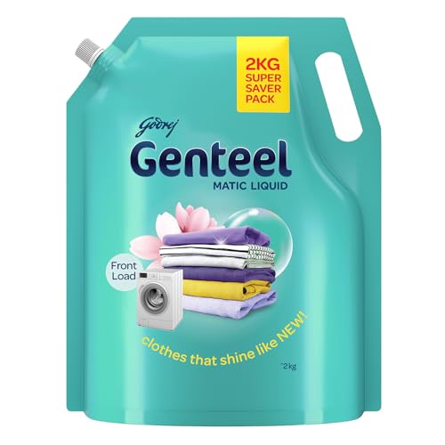 Image of Genteel Matic Liquid Detergent Refill Pouch for Front load Washing - 2kg | No Soda Formula | with Added Fabric Conditioner