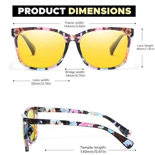 LVIOE Night Driving Glasses for Women Men, Anti Glare Night Vision Glasses Polarized Yellow Lens for Driving UV400 Protection3