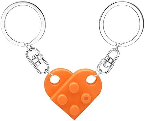 Matching Brick Keychain for Couples, Cute Heart Shape Keychains Set, Sweet Gifts for Girlfriend Boyfriend Friendship
