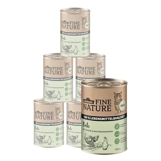 Dehner Fine Nature Katzenfutter, Pute, 6 x 400 g