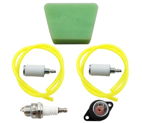 Primer Bulb Pump with Air Filter Fuel Filter Fuel Line Hose Tube Spark Plug for Poulan Pro Craftman Chainsaw Tune up kit Replaces 530037793, 188-513-1