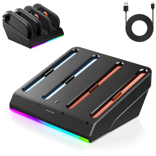 Image of Magnetic Charging Dock for Nintend0 Switch 2 Joycon, Fast Charger Station | 4-in-1 Magnetic Charging: Simultaneously charge 4 Switch 2 Joycons with magnetic snap-on design for easy placement