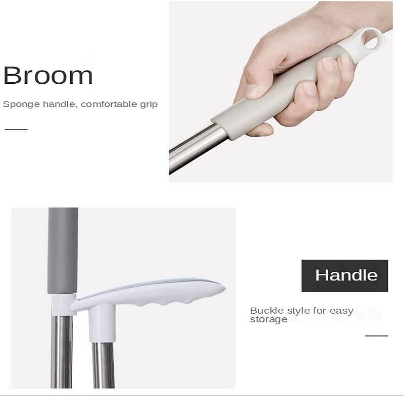 Broom and Dustpan Set, Indoor and Outdoor Cleaning Set, 180° Rotatable, Foldable, Long Handled Broom, Dustpan, 2-Piece Set, Freestanding, Floor Cleaning, Easy Assembly, Convenient Storage, Space Savin