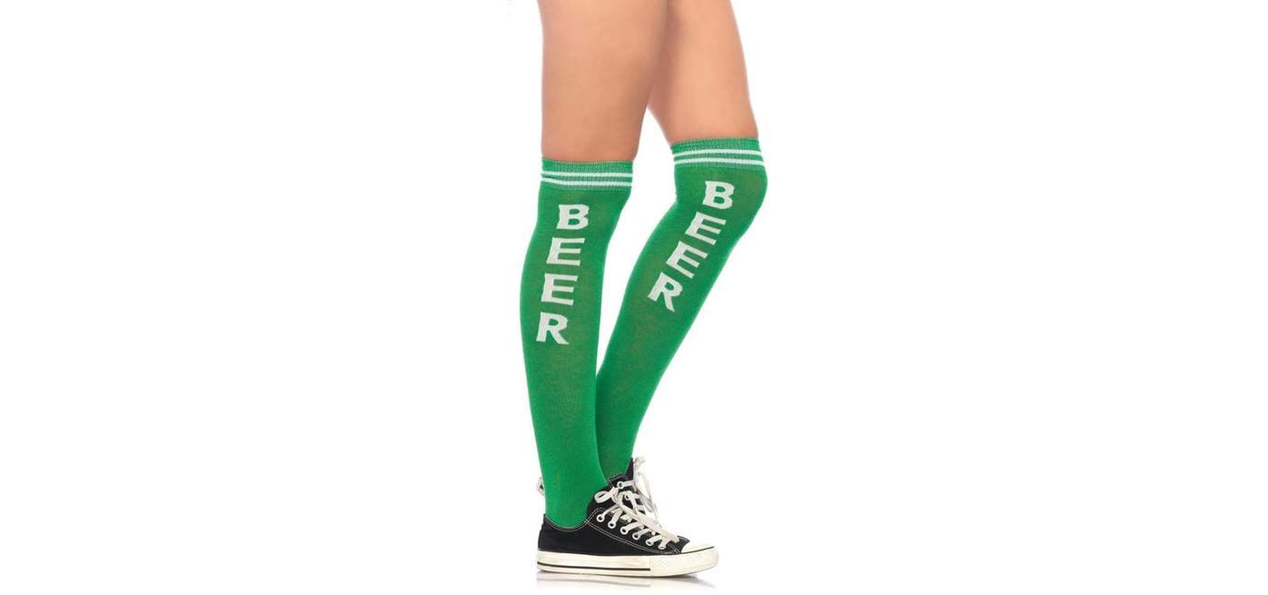 Vinsani® Knee High Beer Print Comfortable Stocking Athletic Socks for Home, Running,Football,Soccer - Green