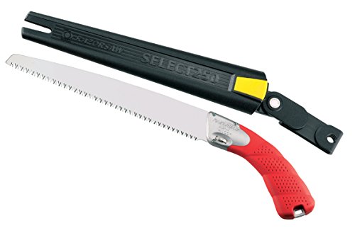 AUSONIA - SCIE À ÉLAGUER PROFESSIONNELLE RAZOR AVEC LAME DE 25 CM À DENTURE DÉCROISSANTE CHROMÉE ET TREMPÉE À IMPULSIONS, MANCHE PARAPLUIE ERGONOMIQUE EN ALUMINIUM