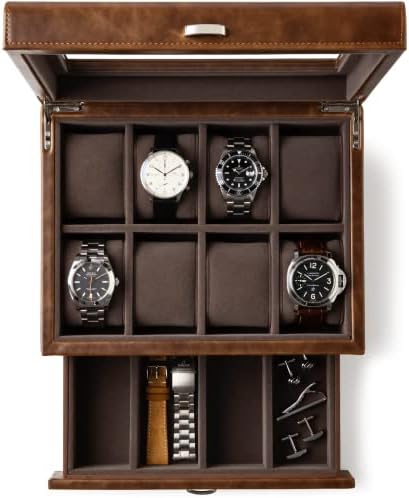 TAWBURY 8 Watch Box Organizer for Men – Watch Display Case for Men | Watch Cases for Men 8 Slots | Watch Organizer for Men | Mens Watch Case | Watch Holder for Men | Wrist Watch Storage Case for Men