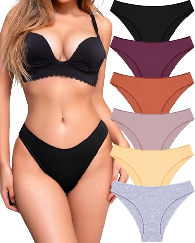 Image of UNDER THE SEA Cotton Underwear for Women 6 Pack Sexy Bikini High Cut Breathbale Cheeky Panties Underwear Womens Lingerie