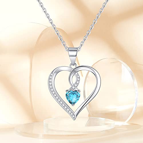 Birthstone Necklace For Women Girls, S925 Sterling Silver Jewelry April Birthstone Necklaces For Girls Heart Necklaces For Women Cubic Zirconia Jewelry For Women Girls Mom Birthday Gifts For Women #TOP6