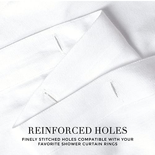 Hall & Perry Modern Transitional White Stripe Shower Curtain With Tassels - Vertical Black Lines Striped 100% Cotton, 72" X 84" #TOP5