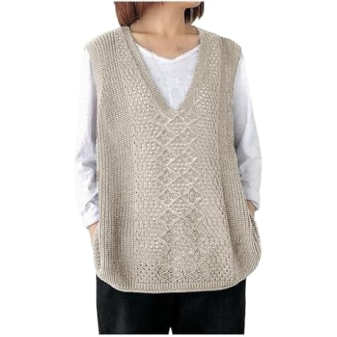 Snakell Women's Oversized V-Neck Sweater Vest Cover