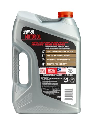 Image of Valvoline Extended Protection High Mileage with Ultra MaxLife Technology 5W-30 Full Synthetic Motor Oil 5 QT, Case of 3