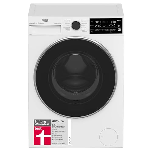 Beko Waschmaschine 8kg, Stiftung Warentest GUT (1,9)*, 1400 U/min, SteamCure Dampffunktion, AquaWave Schontrommel, StainExpert Programm, B5WFT78410W, Weiß