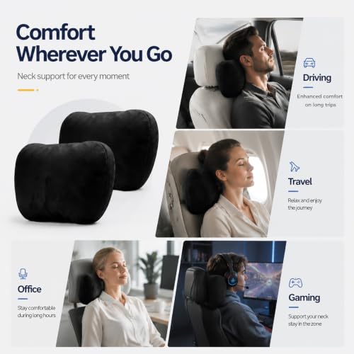 2 PCS Car Pillow for Driving Seat Soft Suede Headrest Neck & Lumbar Support by WELBRIT - Used condition - Image 8