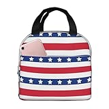 Étoiles Et Rayures Patriotiques Américaines Panier Repas Réutilisable Sac Repas Étanche Sacs Glaciere Pour Travail Pique-Nique Voyages 22X20X13Cm