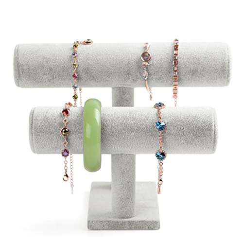 Artibetter Simple Necklace for Two Tier T-bar Displaygrey T Bangle Grey Rack Watch Tree Desktop Detchable Stand Jewelry Holder Stands Detachable Bar Organizer Tabletop Organization Bracelet