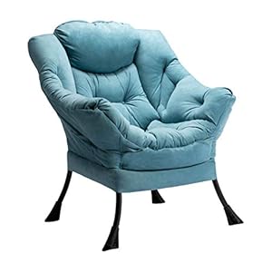 HollyHOME Fabric Large Lazy Chair, Accent Reading Chair, Cozy Lounge Chair with Armrest, Leisure Sofa Chair for Living Room, Bedroom, Dorm, Blue