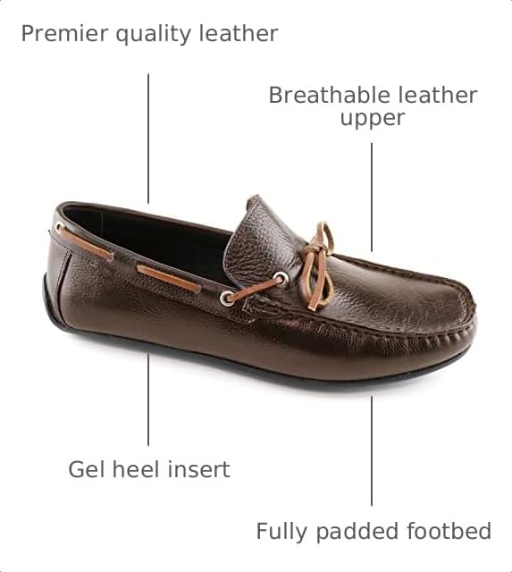 Image of MJNY Mens Casual Comfortable Genuine Leather Lightweight Driving Moccasins Classic Fashion Tie-Bow Loafer Slip On Breathable Driving Loafer Brown Grainy 12