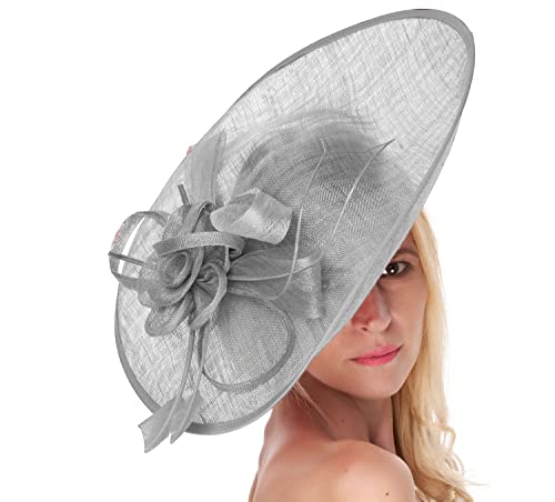 Chapeau bibi en sinamay haut de gamme avec soucoupe aérienne 41 cm signée Caprilite