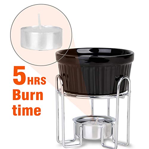 Artestia Butter Warmers For Seafood Set Of 4,Ceramic Candle Warmer,Melted Butter Cups For Lobster,Personal Fondue Set Melted Butter Cups For Seafood, Fondue(Black) #TOP5