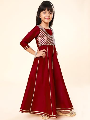 Image of A.T.U.N. (ALL THINGS UBER NICE) Girls Woven Design Gota Jacket Maxi Anarkali Gown