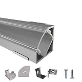 Rabando 5er Pack LED Alu Profile Eckprofil E45 für 12mm LED-Streifen mit einklickbarer Abdeckung Semi - 7,5 m