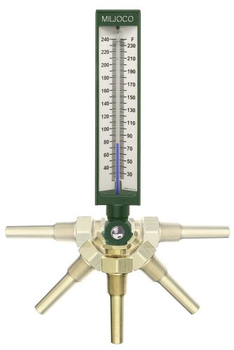 Miljoco SX93550 Industrial Thermometer, Adjustable Angle Fitting, 3-1/2