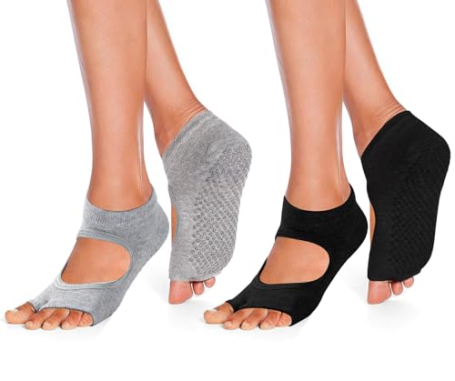 ZLLkeji Yoga Socken für Damen Rutschfeste Zehenlos Pilates Socken Atmungsaktiv...