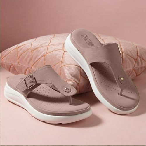 Image of DOCTOR EXTRA SOFT Women's Ultra Lightweight Slippers /Flip-Flops with Memory Foam Cushion | Stylish & Comfortable | Casual & Fashion| Diabetic & Orthopedic Synthetic Slip-on Sandals Ladies /Girls D-621
