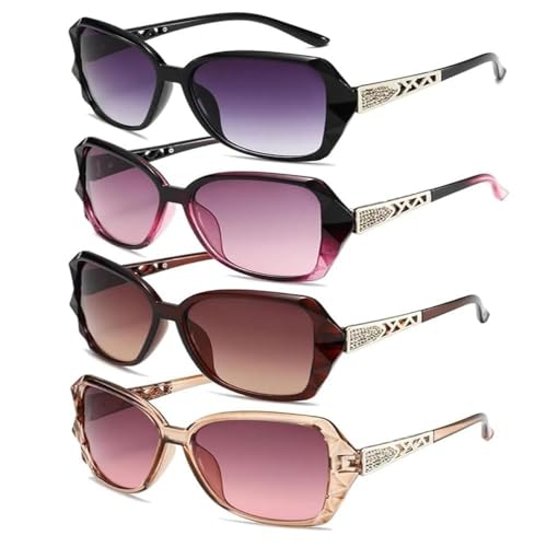 4 Stück Sunglasses,Women's Sunglasses,Sonnenbrille Damen Polarisiert,Retro Trendy Sun Glasses,UV400 Protection,Glam Style,Schutz Klassisch Vintage Brille,für Versammlungen,Strände,Partys,Einkaufen