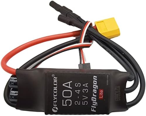 Flycolor 50A ESC 2-4S 電動スピードコントローラー 5v 3A BEC XT60 & 3.5mm 弾丸プラグ RCドローン飛行機ブラシレスモーター用
