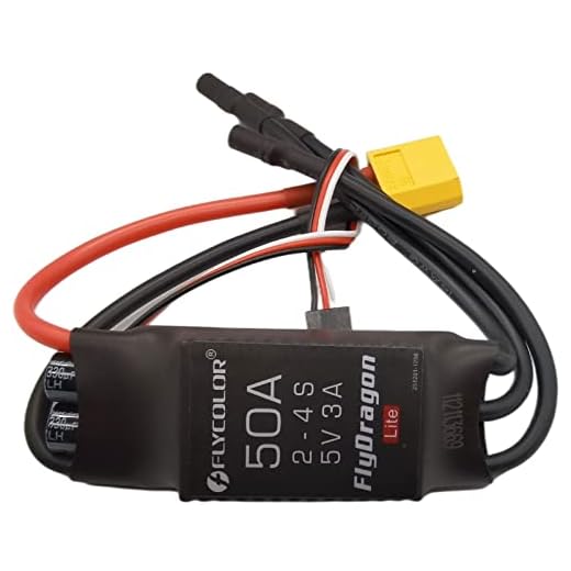 Flycolor 50A ESC 2-4S Elektrischer Geschwindigkeitsregler 5V 3A BEC mit XT60 & 3,5mm Bullet Plugs für RC Drohne Flugzeug Bürstenlose Motoren