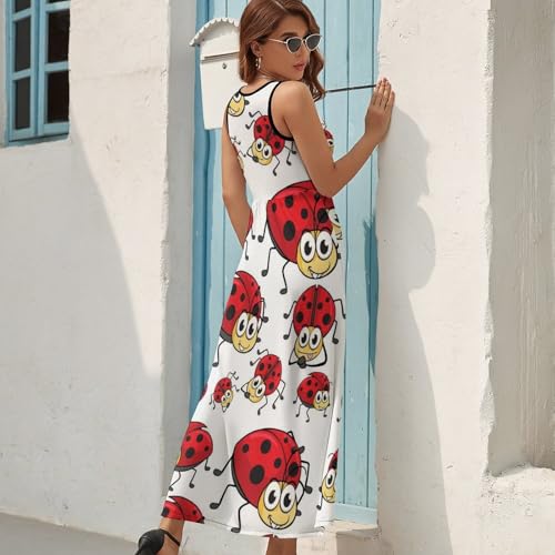 Robe maxi col V sans manches style décontracté chic - 3