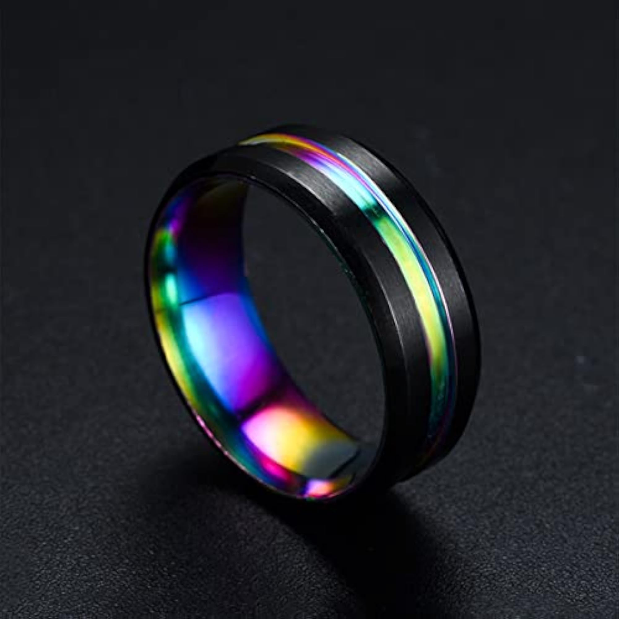 Platinum Plated Titanium Steel Black Bands Ring for Men