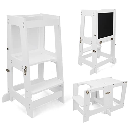509 Prema 3 en 1 Torre de Aprendizaje con Pizarra para niños de, Herramienta de Cocina para niños, Taburete de pie Convertible en Mesa y Silla Infantil, Seguridad multifunción