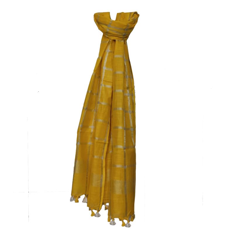 daulas | Handloom Linen Cotton Blend Bhagalpuri Check Dupatta (Stole) for Unisex-picture-1