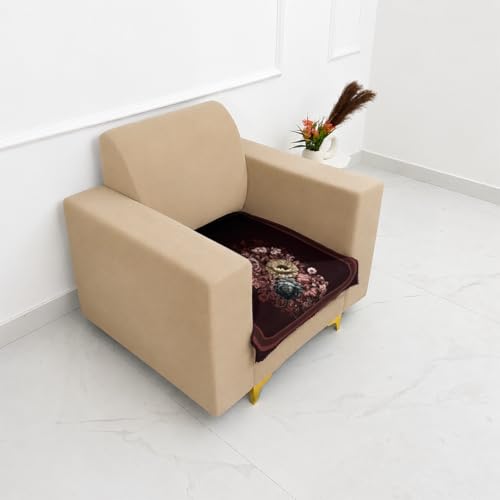 Image of Homerz Premium 'Luxe Series' Sofa Cover | Holland Velvet Fabric | Smooth Finish | Anti-Slip Fleece Backing Couch Protector (Maroon, 1 Seater, Only Seat Cover)