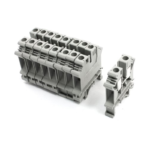 uxcell 10Pcs Gray Plastic UK6N Screw Clipping Contact Terminal Block 800V 57A