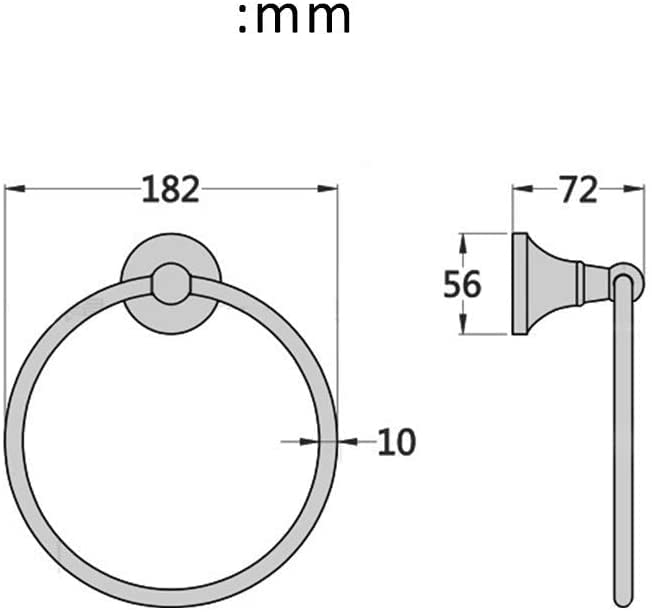 Porte-serviette rond mural blanc et anneau de ménage durable - 2