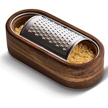 Wagensteiger Removable SUS304 Stainless Steel Cheese Grater with Wooden Container, Wooden Shredder, Citrus Zester, Perfect for Presenting Freshly Grated Cheese or Zest
