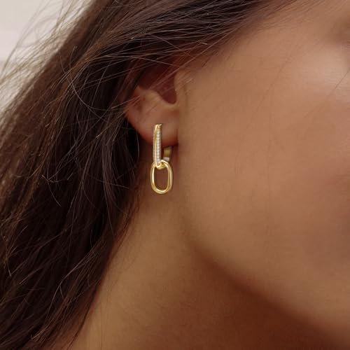 U Shaped Earrings for Women - Sterling Silver U Hoop Earrings for Sensitive Ears Hypoallergenic Cubic Zirconia Minimalist Loop Earring Fashion Women's Earrings Gifts3