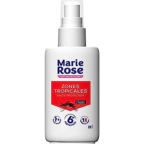 MARIE ROSE - Spray Anti-Moustiques Haute Protection Zones Tropicales - 100ml - Protection Efficace Contre Les Moustiques Tropicaux Et Tigres, Translucide