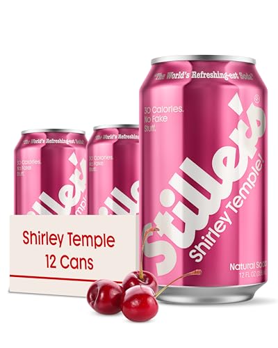 STILLER's Natural Soda (Shirley Temple, 12 Cans) No Biotics, Only 30 Calories, No Fake Stuff - Real Cherry, Real Lime - Caffeine Free - Low Sugar - Vitamin D, C, B12 - Soda Soft Drinks - 12 fl oz