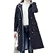 Homgro Women's Hooded Rain Jacket Long Waterproof Raincoat Ladies Fashion Casual Full Zip Anorak Spring Fall Jackets Knee Length Midi Windbreaker Pockets Black Medium